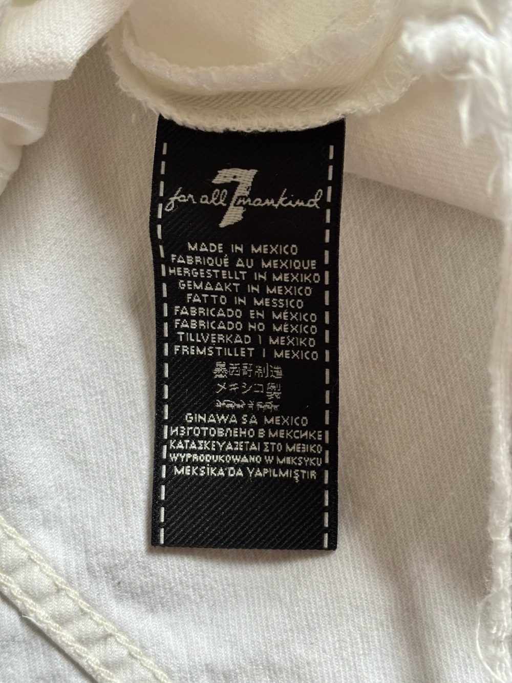 7 For All Mankind Unicorn Fringe White Denim Mini Dress - M - Picture 3 of 7